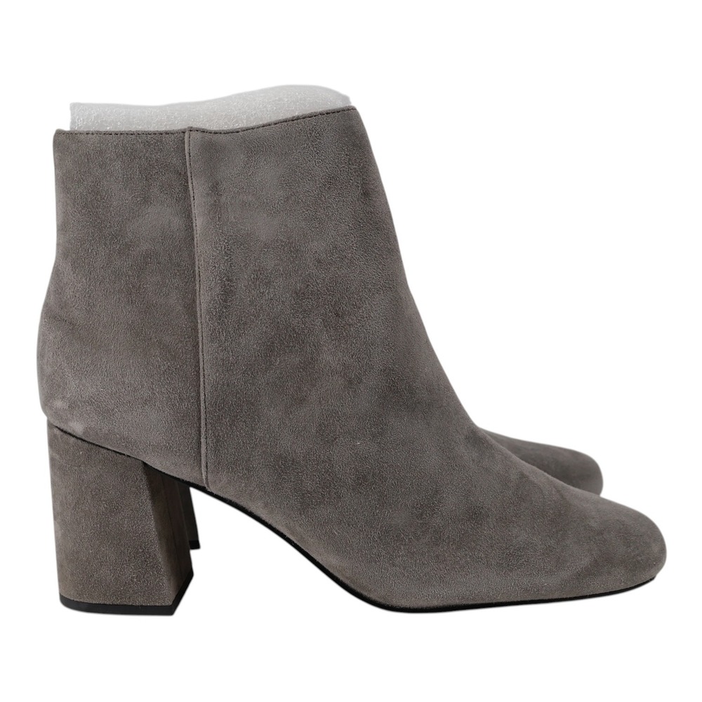 Bella Vita Wilma Gray Suede Leather Square Toe Block Heel Booties 9.5 W Wide NIB